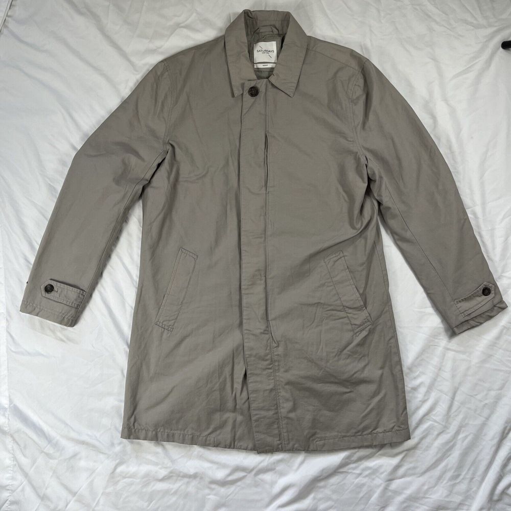 Saturdays Surf New York City Long Women's Gray Trench Coat Size Medium